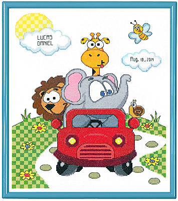 Animal Fun Ride Birth Announcement