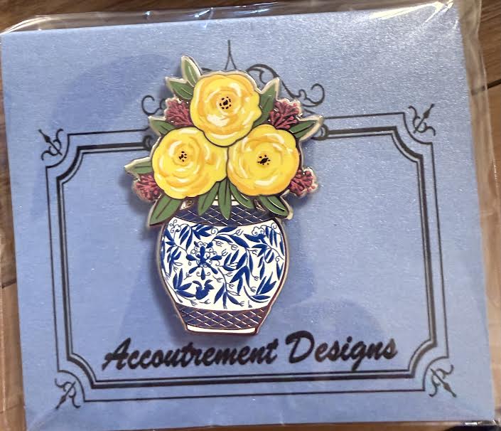 Yellow Flowers in Vase Needle Minder