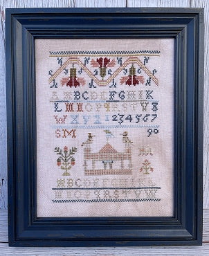 Birds on the Temple - Antique Sampler Reproduction