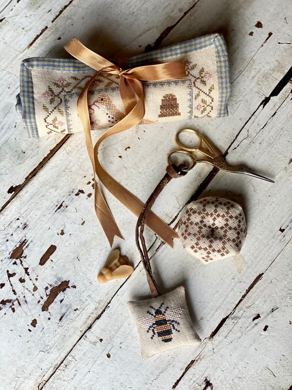 Bees & Birds Sewing Roll, Biscornu and Fob