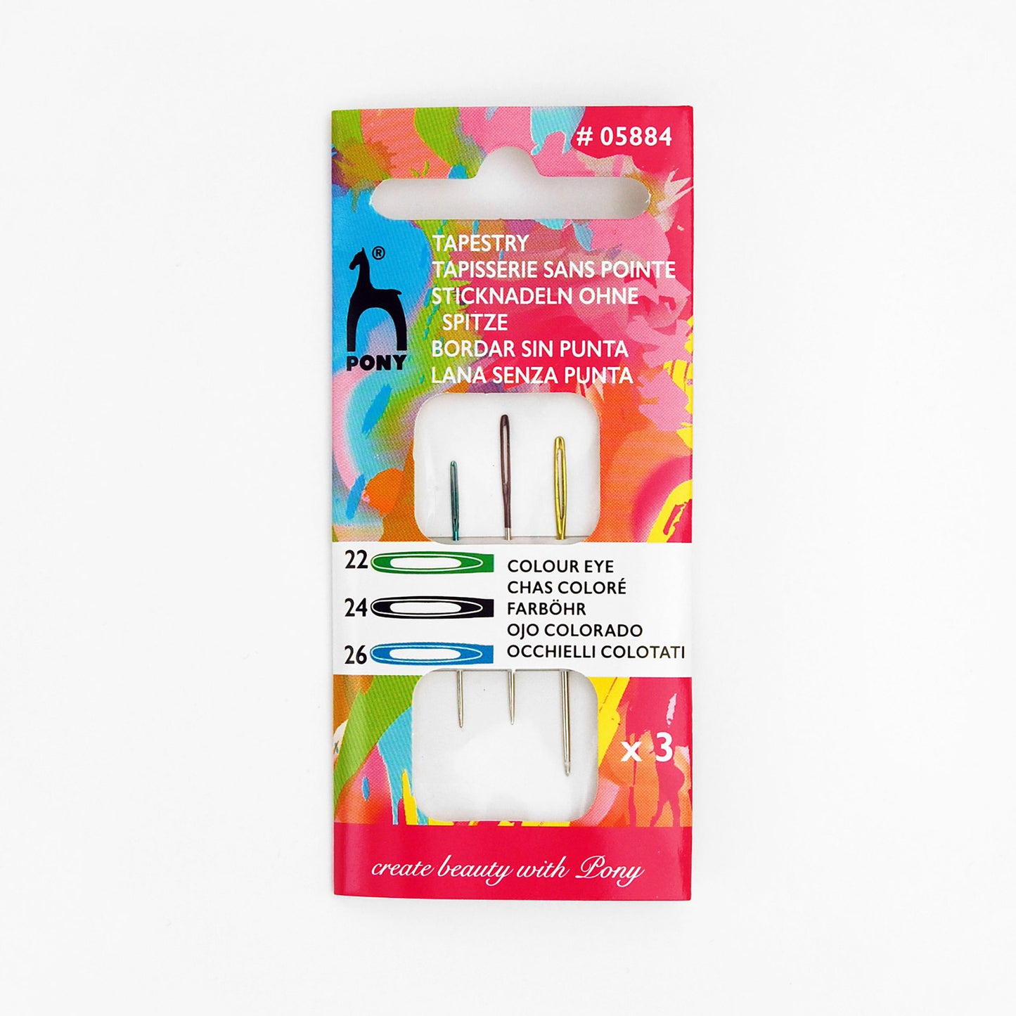 Pony Tapestry Needles with Color Eyes - size 24/26/28