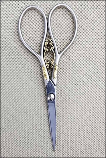 Embroidery Scissors-Marquis Brushed Silver/Gold Filagree