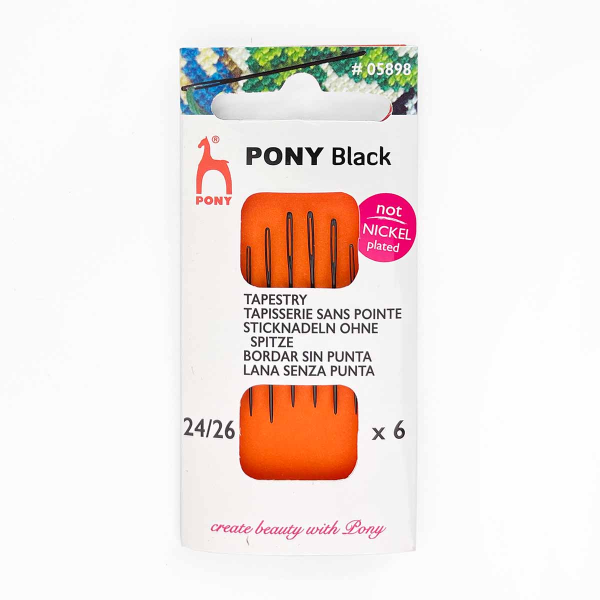 Pony Black Tapestry Needles with Black Eye - size 28