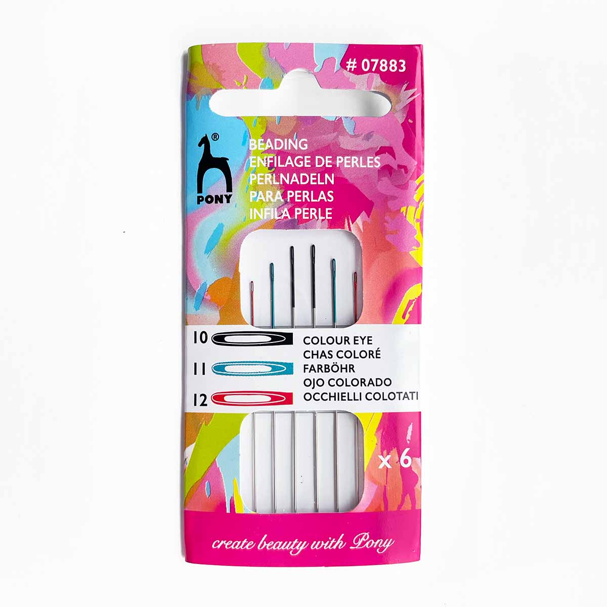 Pony Beading Needles with Color Eyes - sizes 10/11/12