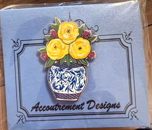 Yellow Flowers in Vase Needle Minder