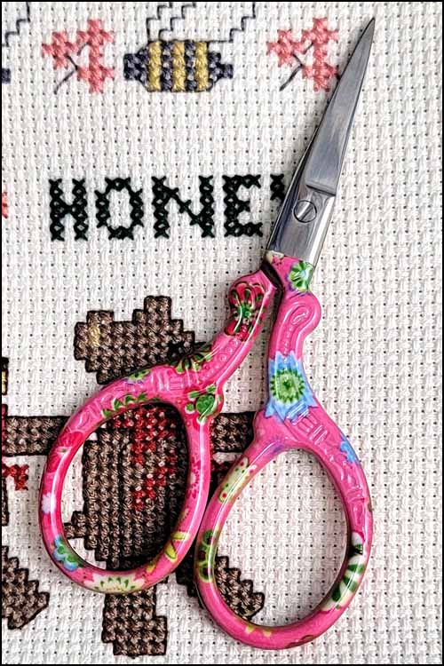 Hot Pink Floral Embroidery Scissors