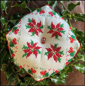 Holly & Poinsetta Biscornu