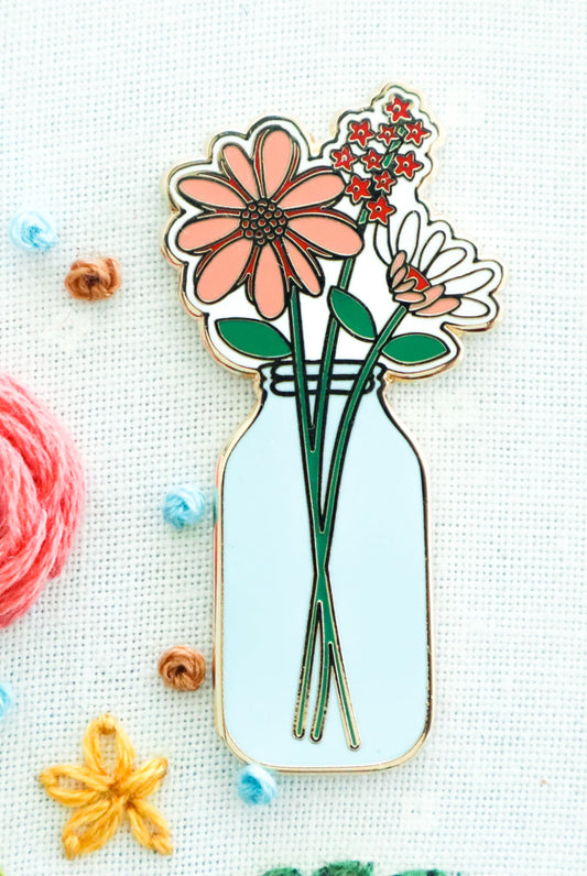 Mason Jar Vase Magnetic Needleminder