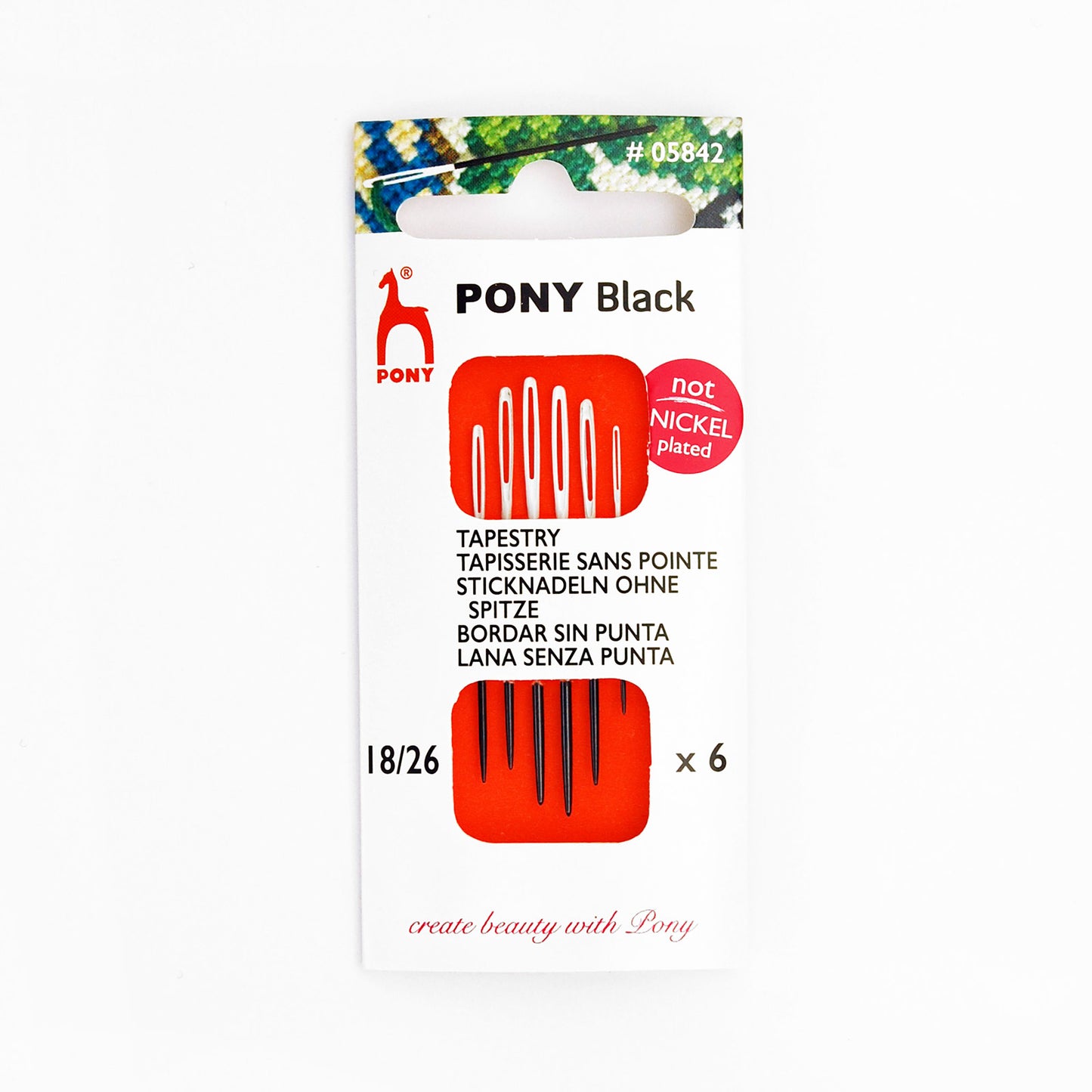 Pony Black Tapestry Needles with White Eye -  size 22