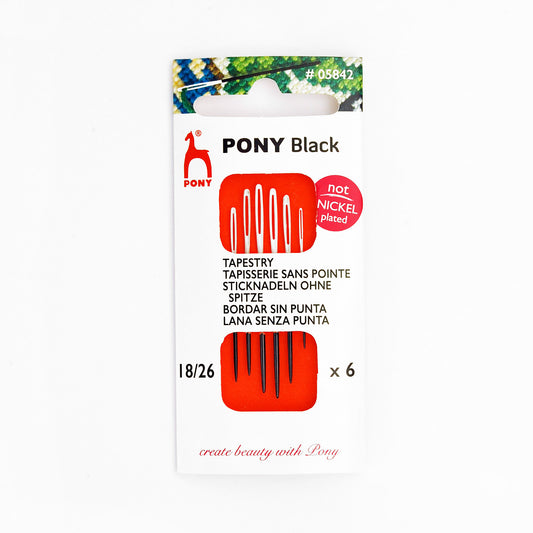 Pony Black Tapestry Needles with White Eye -  size 26