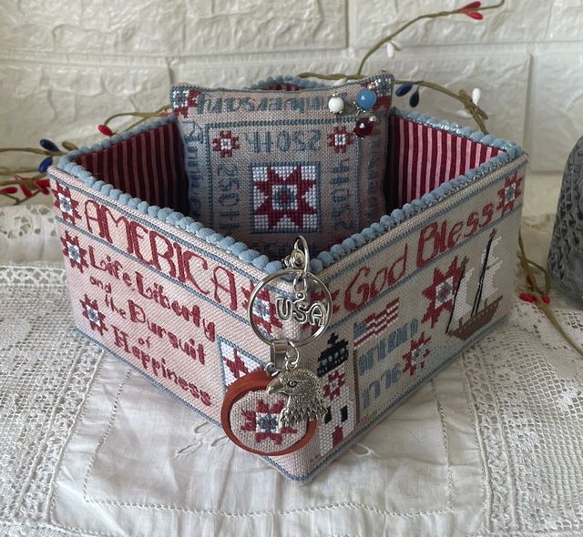 American Patriotic Sewing Basket