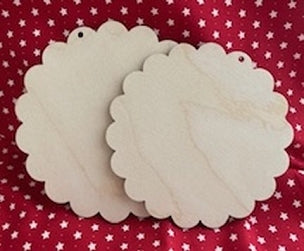 Scalloped Wooden Disc - 4"