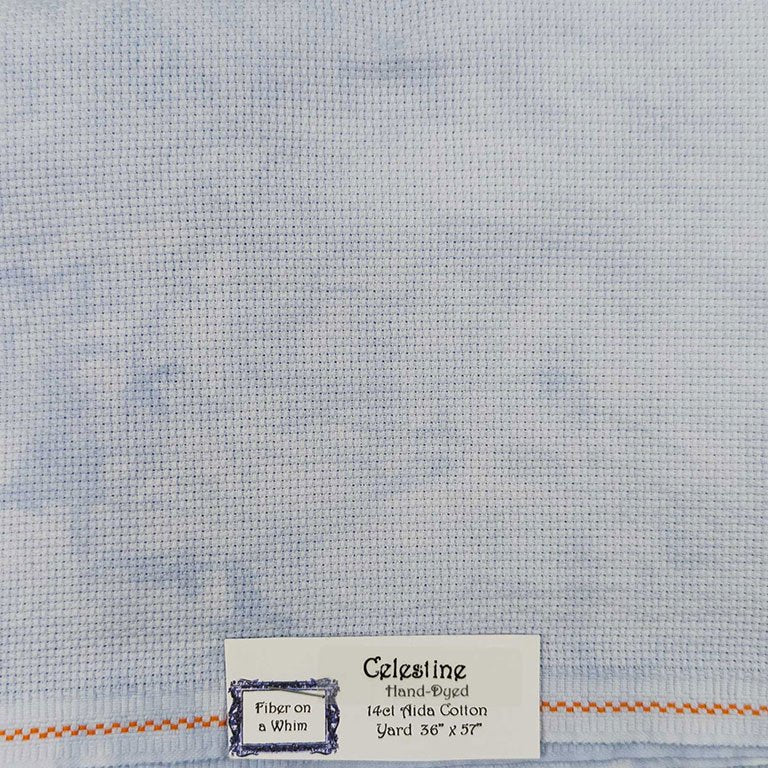  Celestine  - 18 Hand Dyed Aida - Fiber on a Whim