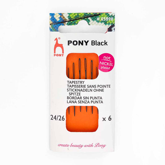 Pony Black Tapestry Needles with Black Eye -  size 28